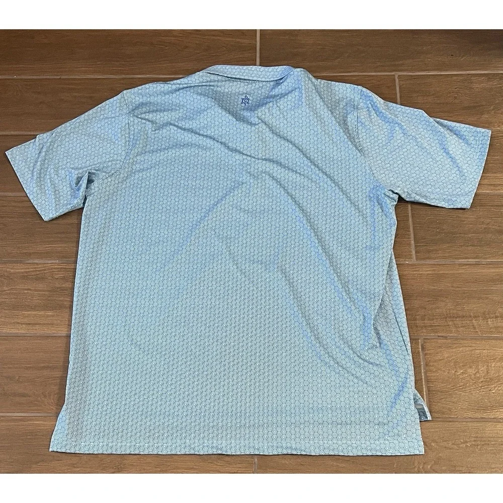 TURTLESON Golf Polo Shirt Men's Size 2XL Geometric Teal Short Sleeve Bay Creek